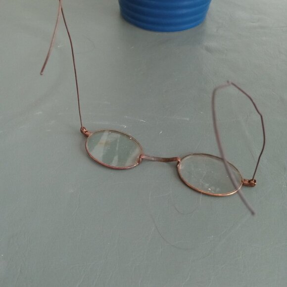Antique Unisex Round Wire Eyeglass Frames Reading Glasses Spectacle Collector Di - Picture 5 of 9